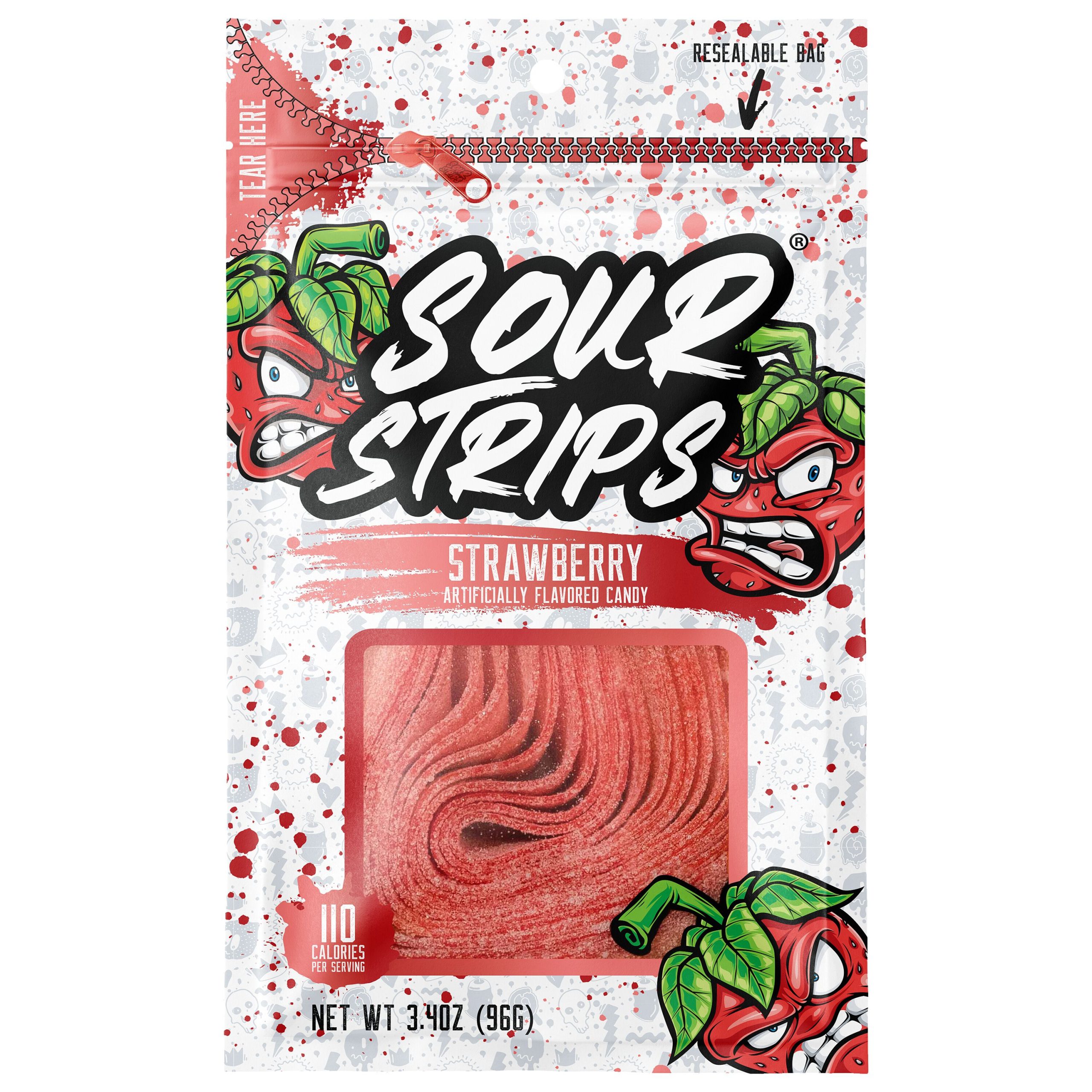Sour Strips Strawberry Candy Peg Bag, 3.4oz - THE HERSHEY COMPANY