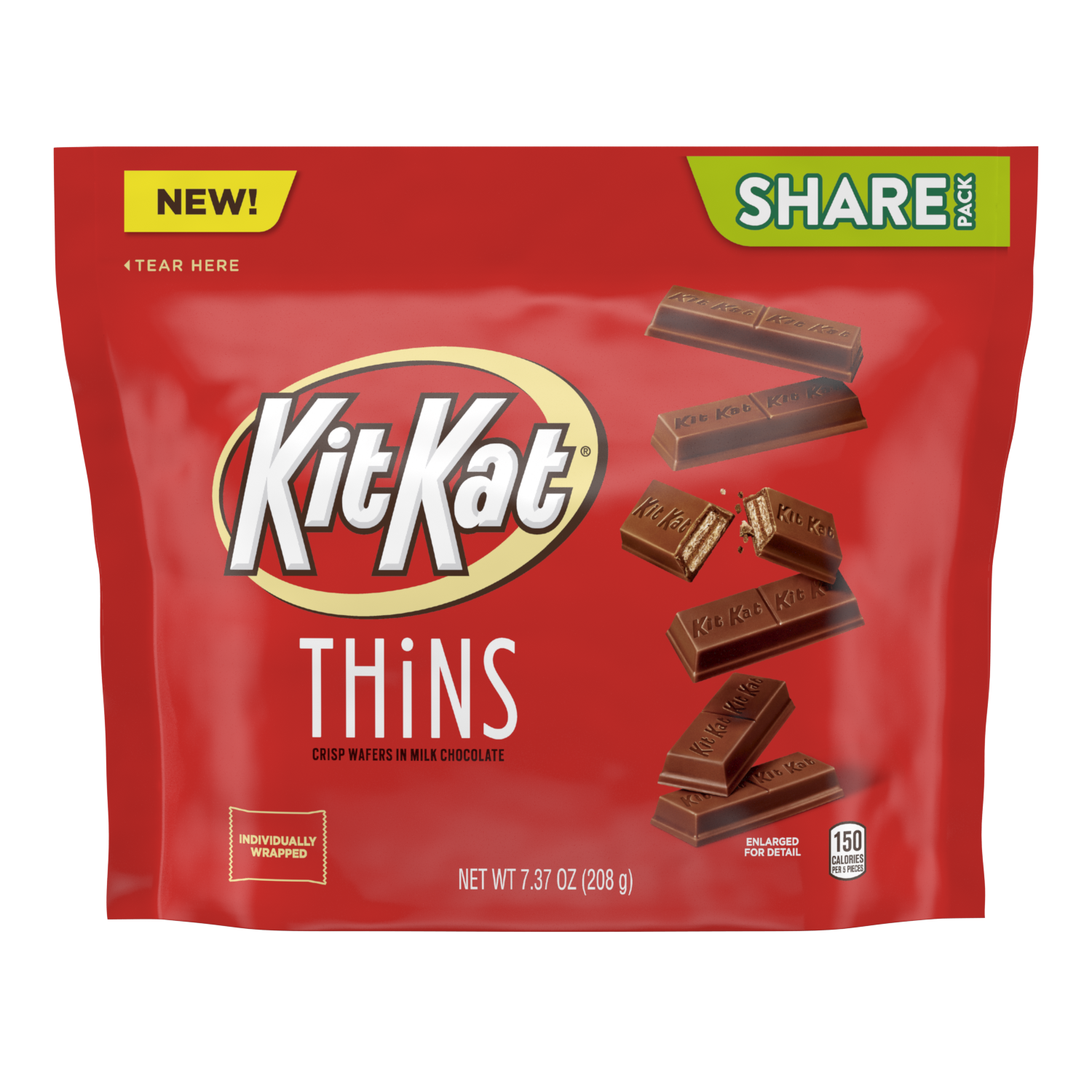KIT KAT THiNS Milk Chocolate Candy Candy Bars 7.37oz Candy Bag - THE HERSHEY COMPANY