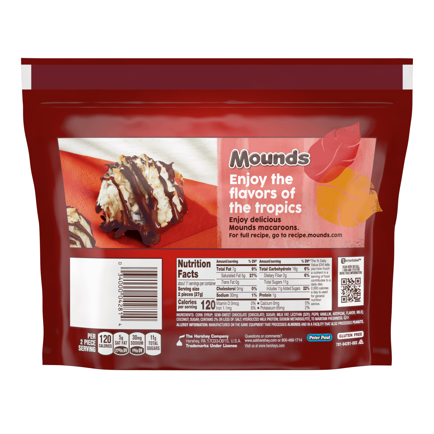 MOUNDS Dark Chocolate Coconut Miniatures 10.30oz Candy Bag - THE HERSHEY COMPANY