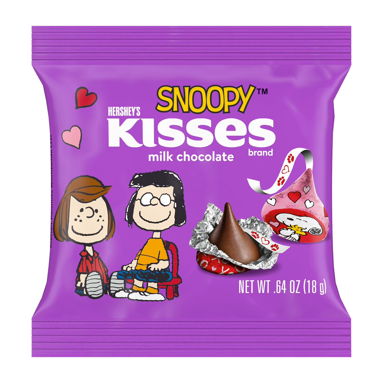HERSHEY’S KISSES Milk Chocolate Snoopy™ and Friends, Valentine’s Friend Exchange Candy Bag, 20.5 oz (32 Pieces) - THE HERSHEY COMPANY