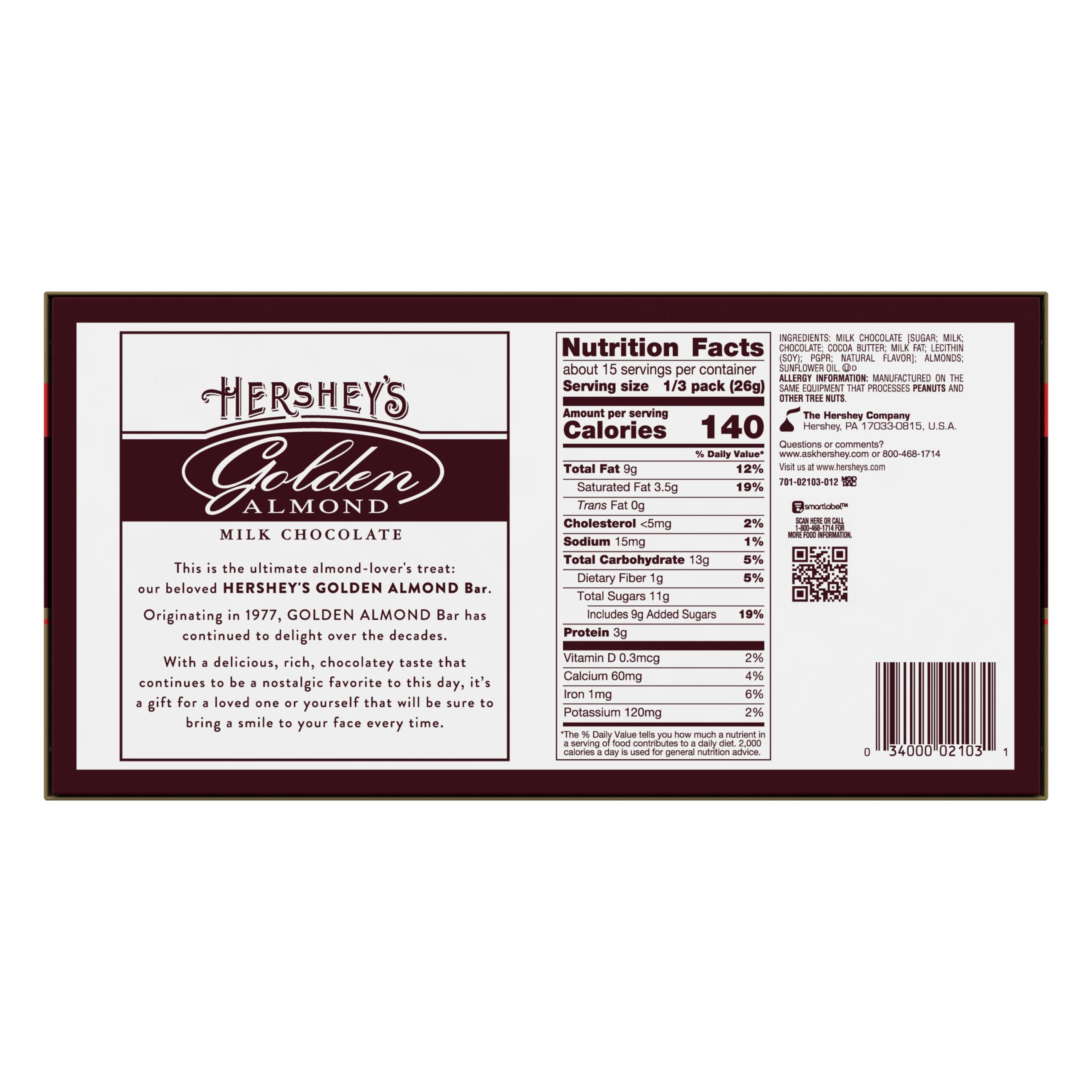 GOLDEN ALMOND Milk Chocolate Bar | 5-Pack Candy Bars - THE HERSHEY COMPANY