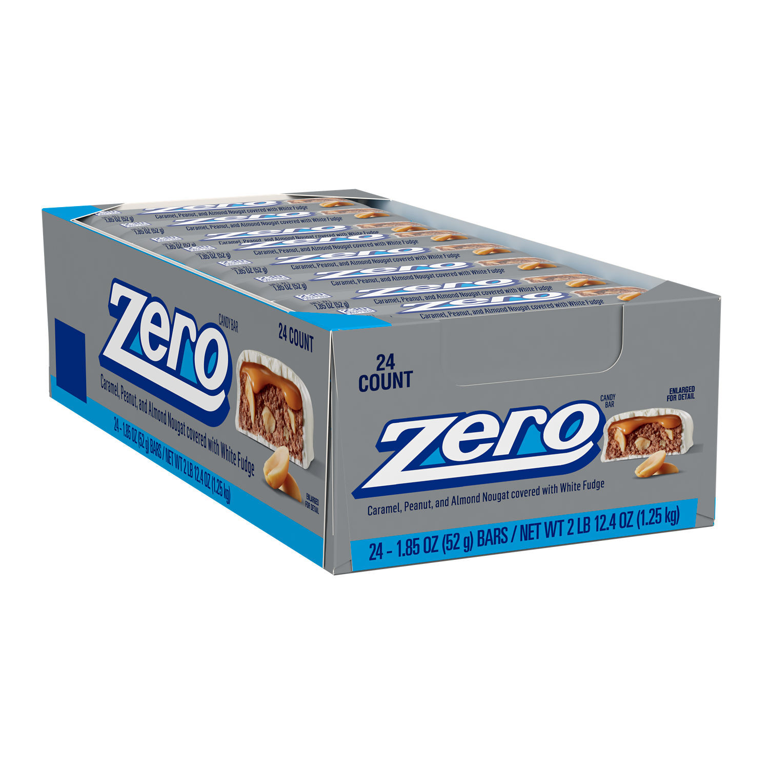 ZERO White Fudge, Caramel, Peanut and Almond Nougat Candy Bars, 1.85 oz (24 Count) - THE HERSHEY COMPANY
