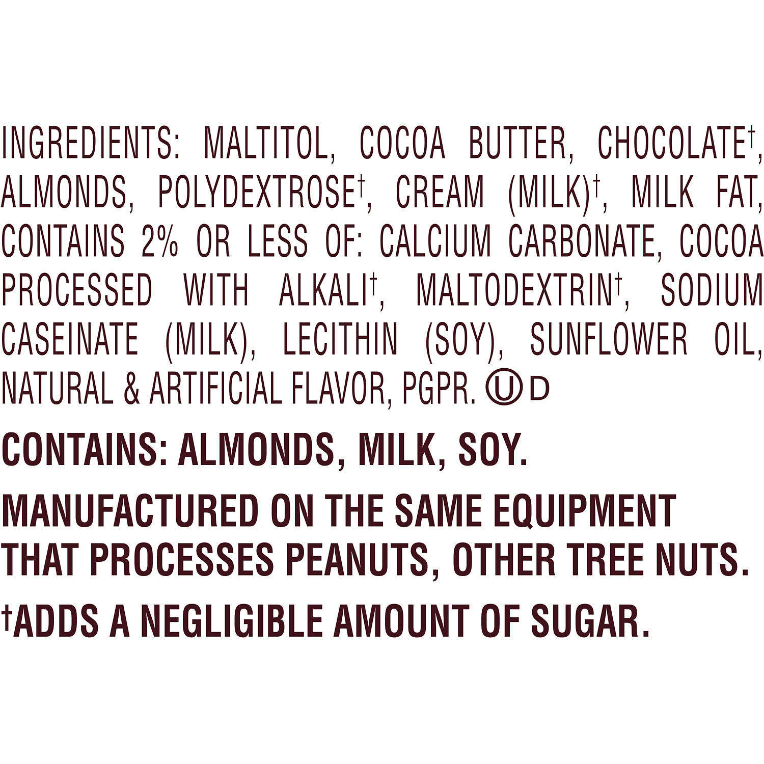 HERSHEY’S ZERO SUGAR Milk Chocolate With Almonds Miniatures 5.1oz Candy Bag - THE HERSHEY COMPANY