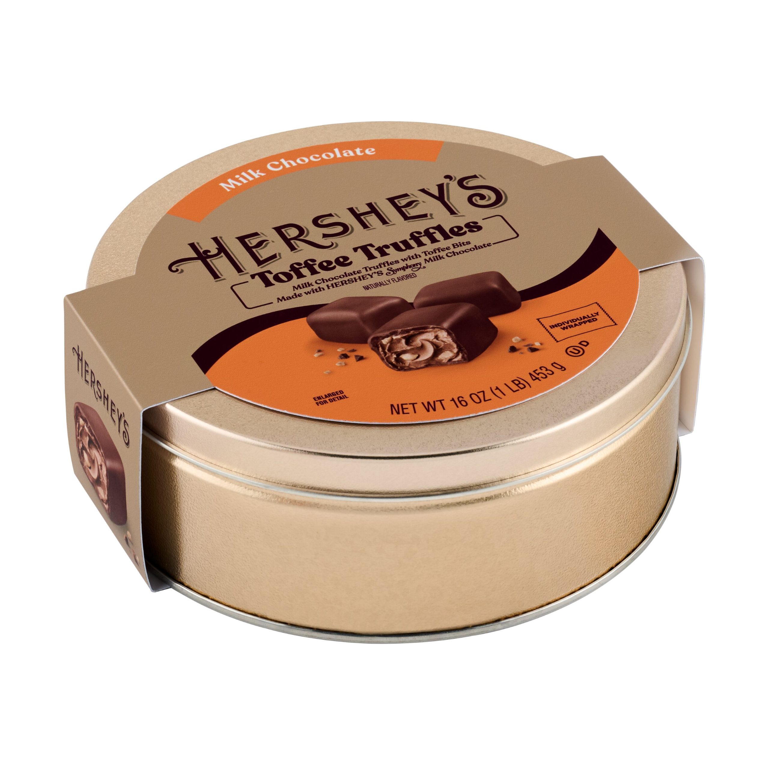 HERSHEY’S Milk Chocolate Toffee Truffles Gift Tin, 1 lb - THE HERSHEY COMPANY