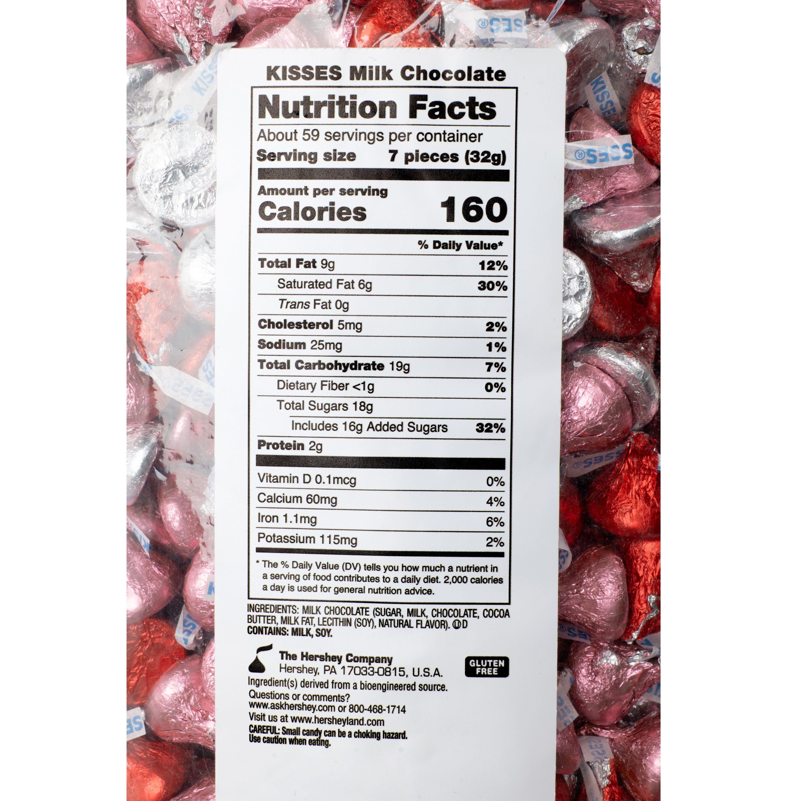 HERSHEY’S KISSES Milk Chocolates in Valentine Red, Pink & Silver Foils – 66.7oz Candy Bag - THE HERSHEY COMPANY