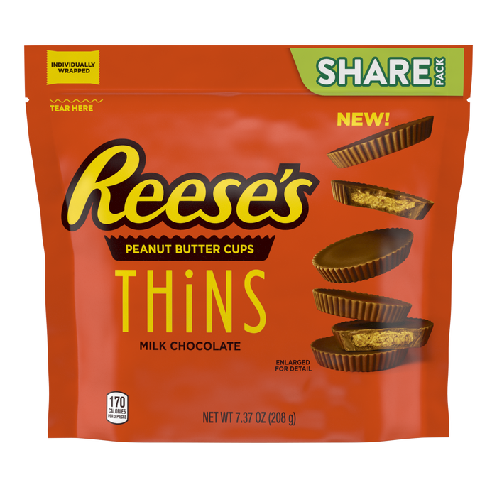 REESE’S THiNS Milk Chocoalte Peanut Butter Cups Snack Size 7.37oz Candy Bag - THE HERSHEY COMPANY